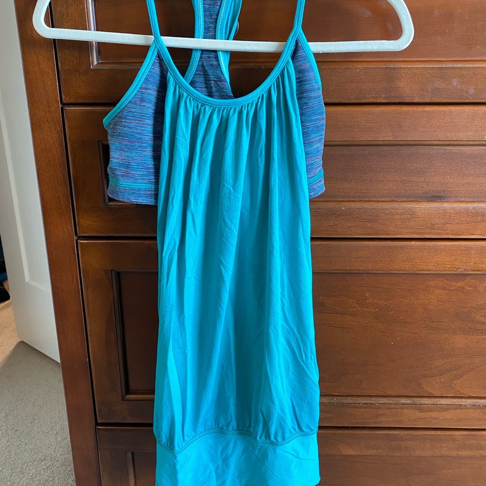 Lululemon Teal and Purple Athletic Tank Top size 6